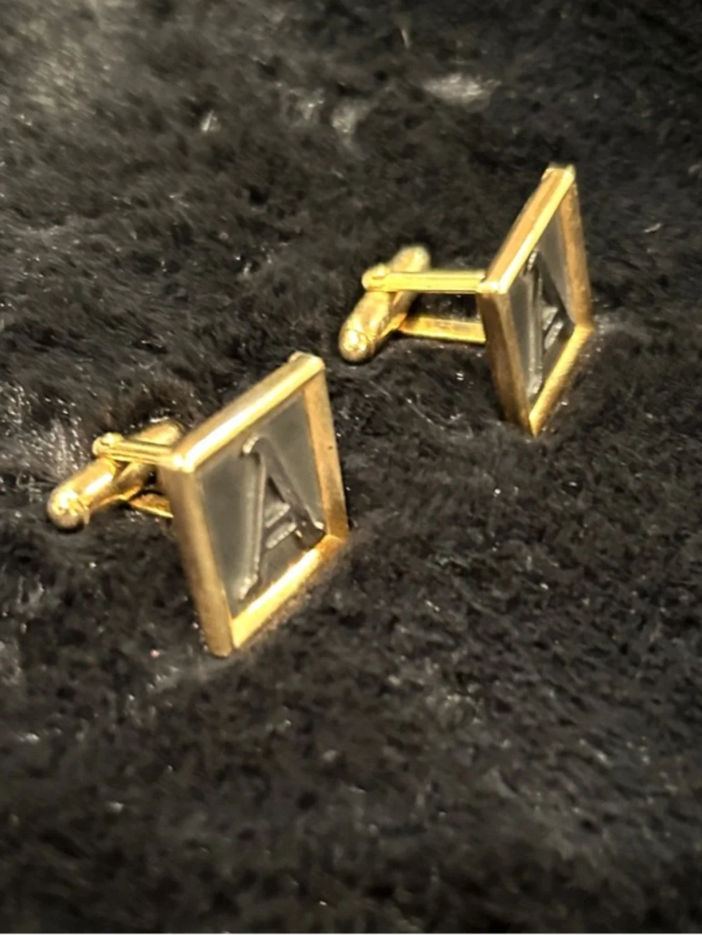 Monogram 'A' Square Gold Tone Cufflinks